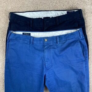 2 Pair Polo Ralph Lauren Slim Fit Chino‎ Pants Bundle Navy Royal Blue 36x34
